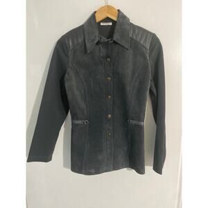 Absolu Paris suede leather jacket women’s S charcoal gray vintage made in France